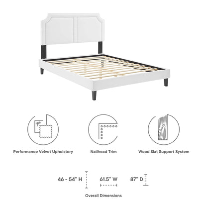 Novi Performance Velvet Bed With Black Wood Legs by Modway