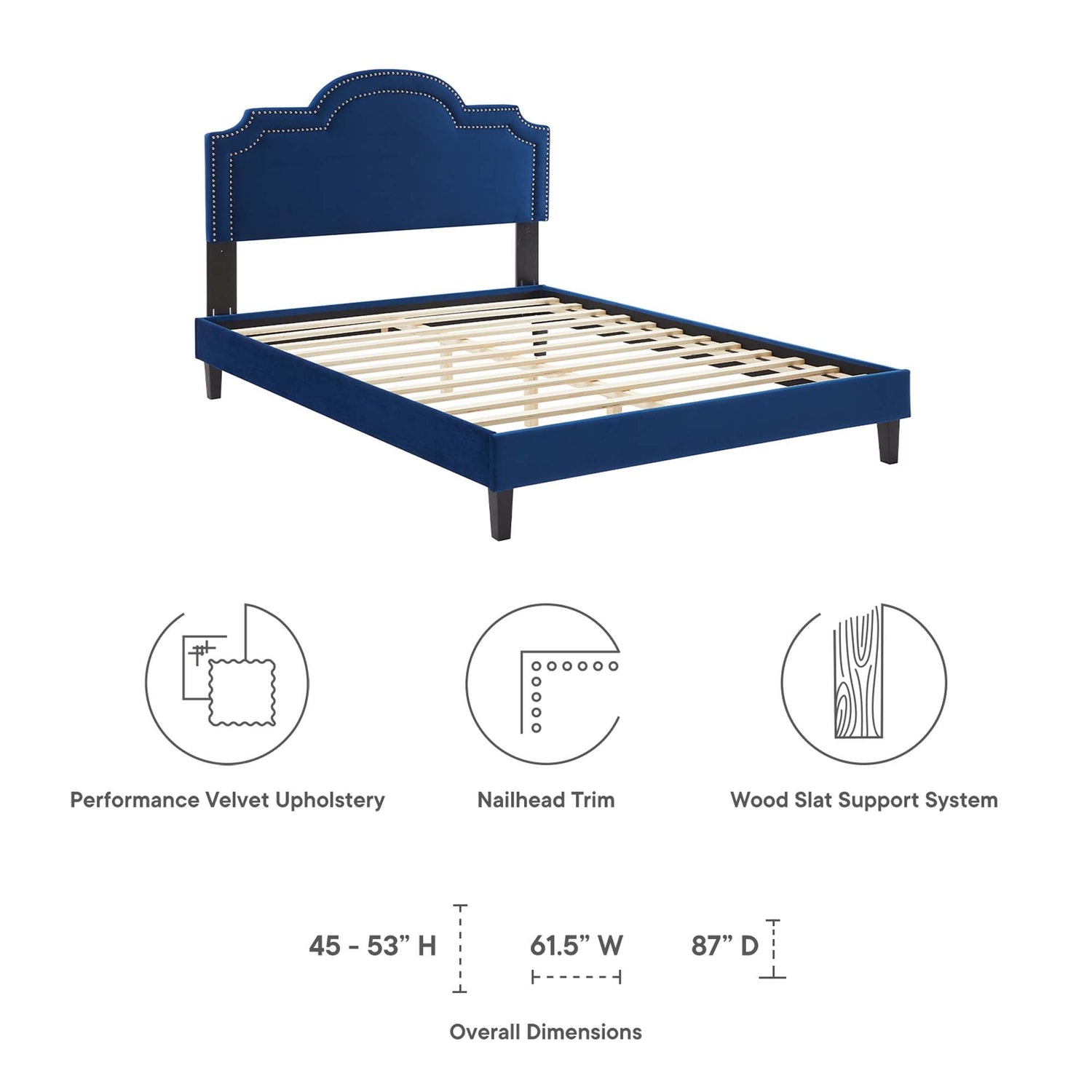 Aviana Performance Velvet Bed With Black Wood Legs by Modway