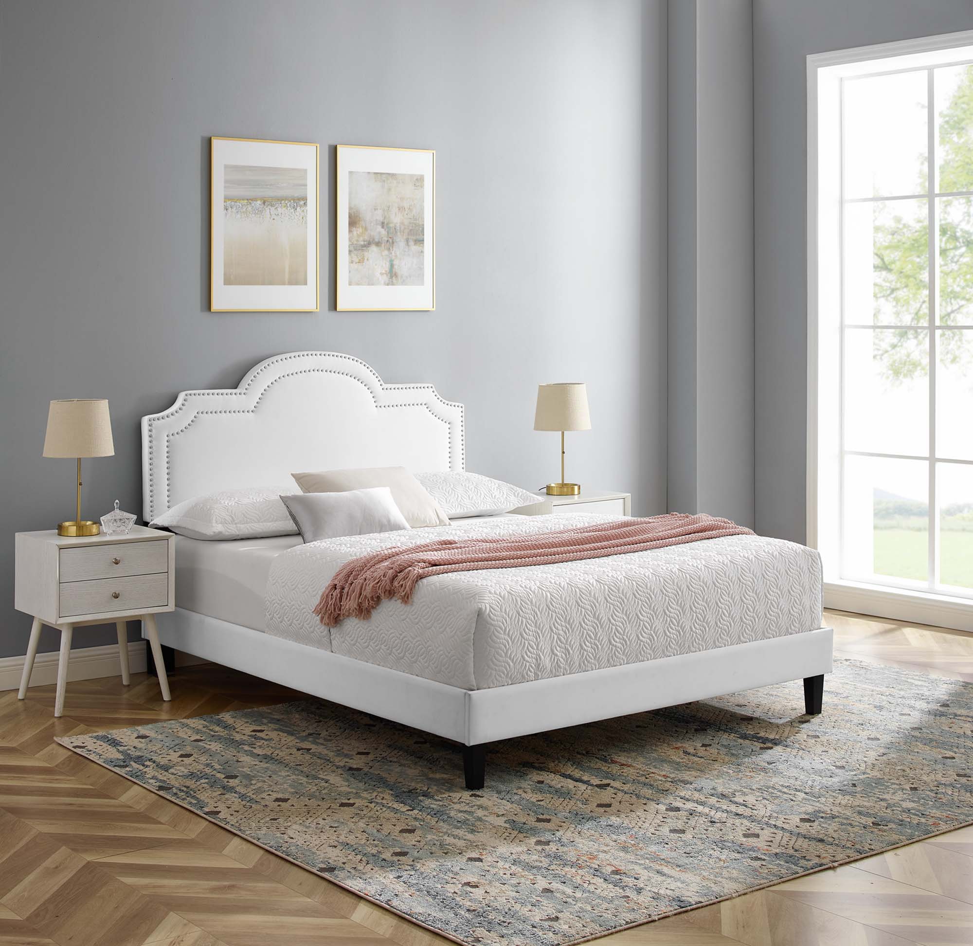 Aviana Performance Velvet Bed With Black Wood Legs by Modway