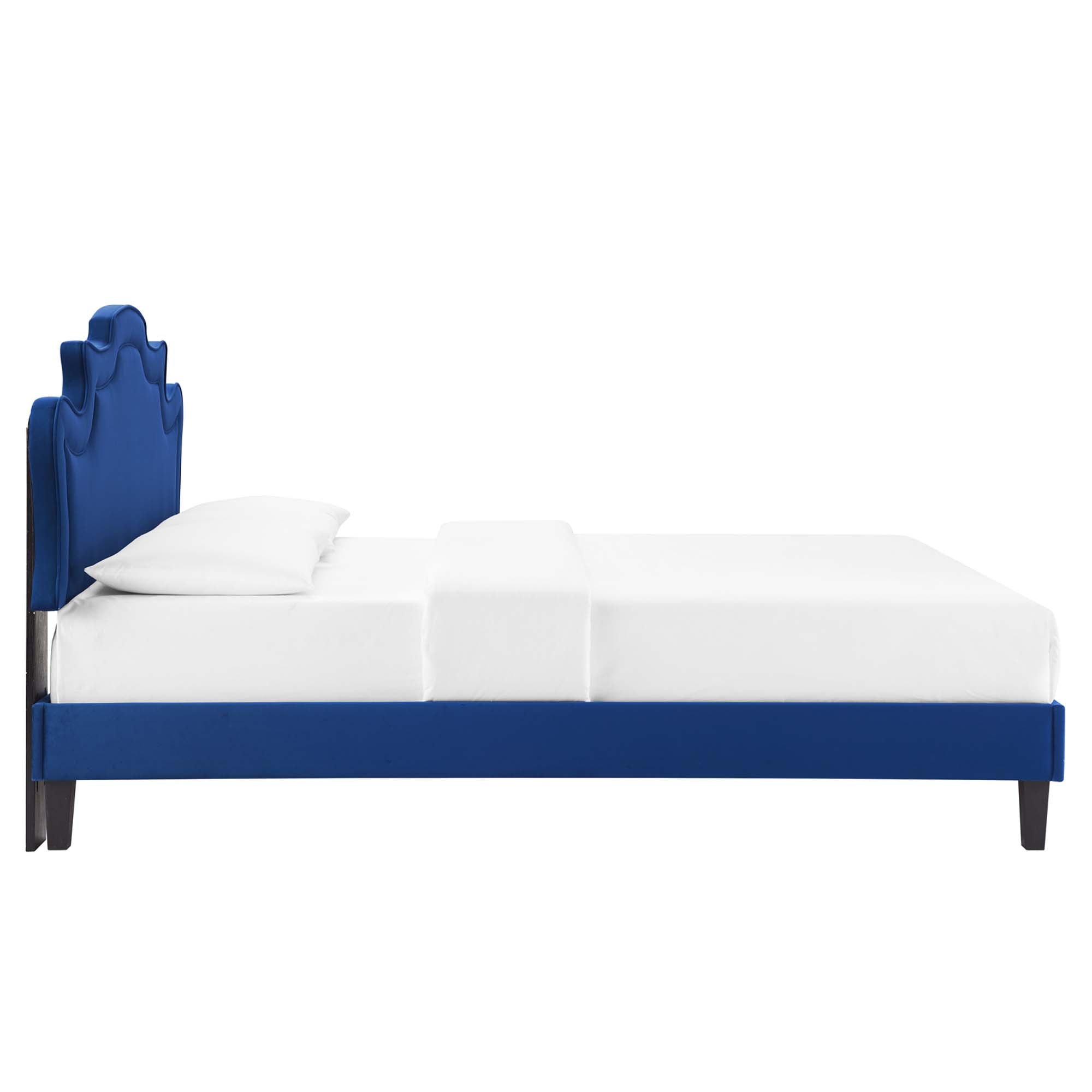 Neena Performance Velvet Bed With Black Wood Legs by Modway