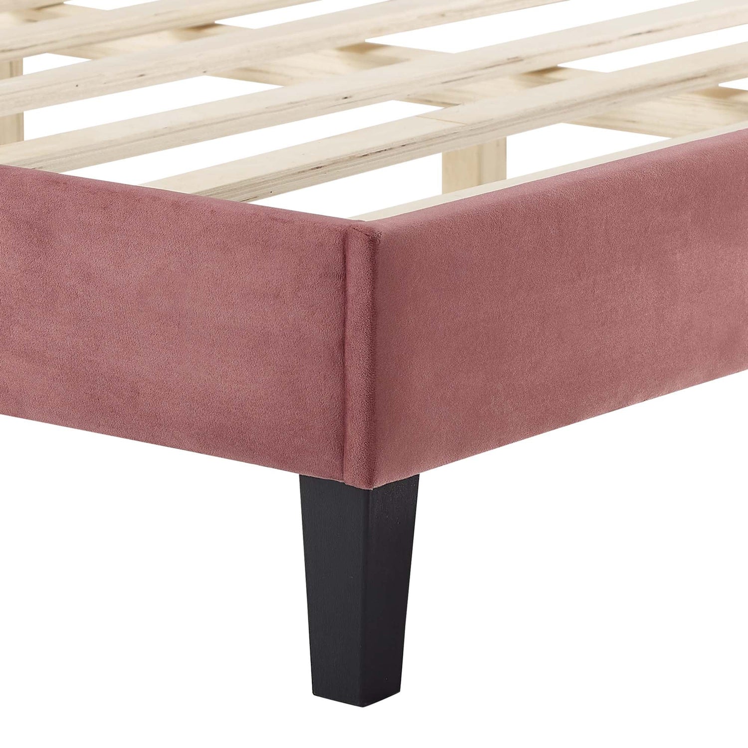 Liva Performance Velvet Bed With Black Wood Legs by Modway