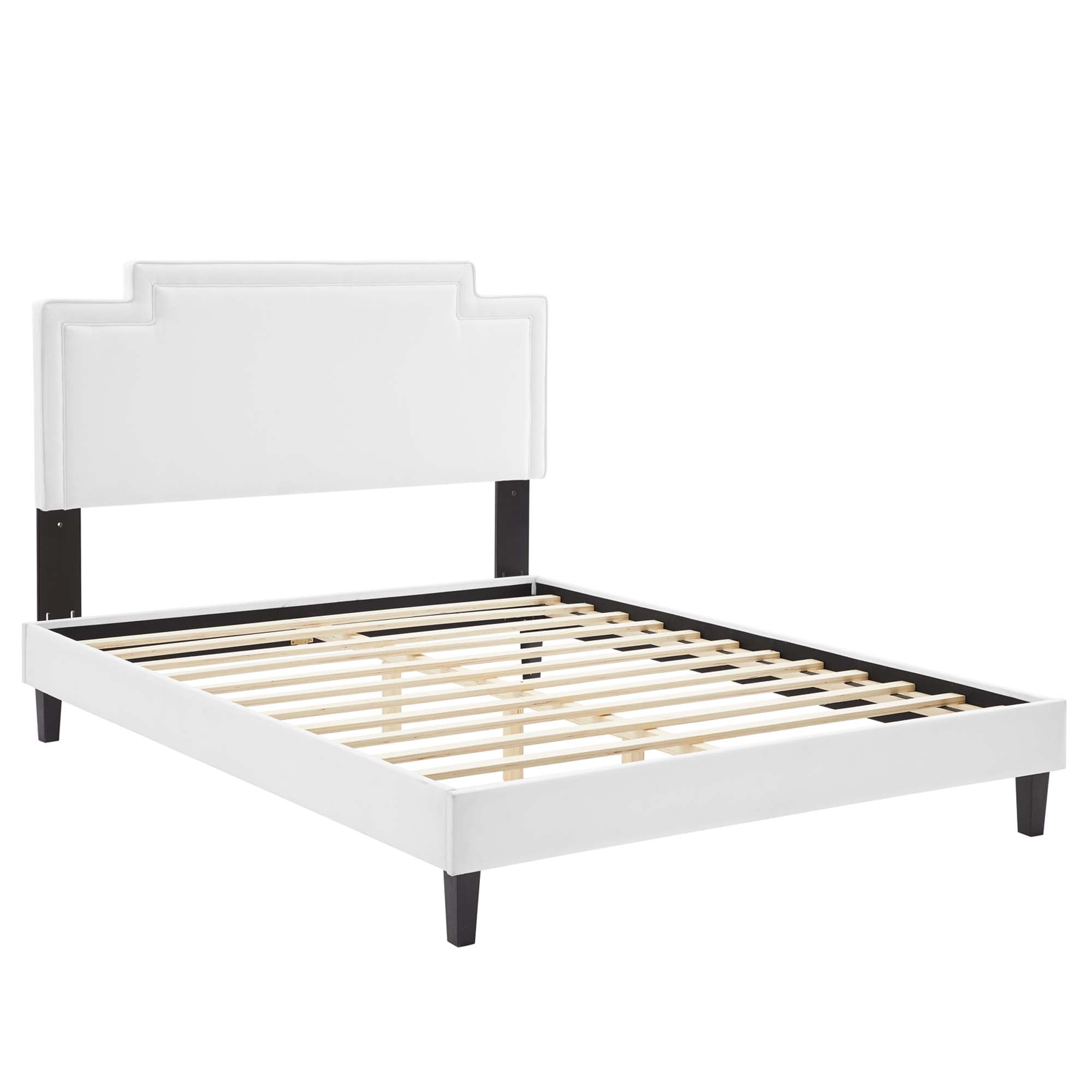 Liva Performance Velvet Bed With Black Wood Legs by Modway