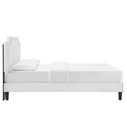 Liva Performance Velvet Bed With Black Wood Legs by Modway