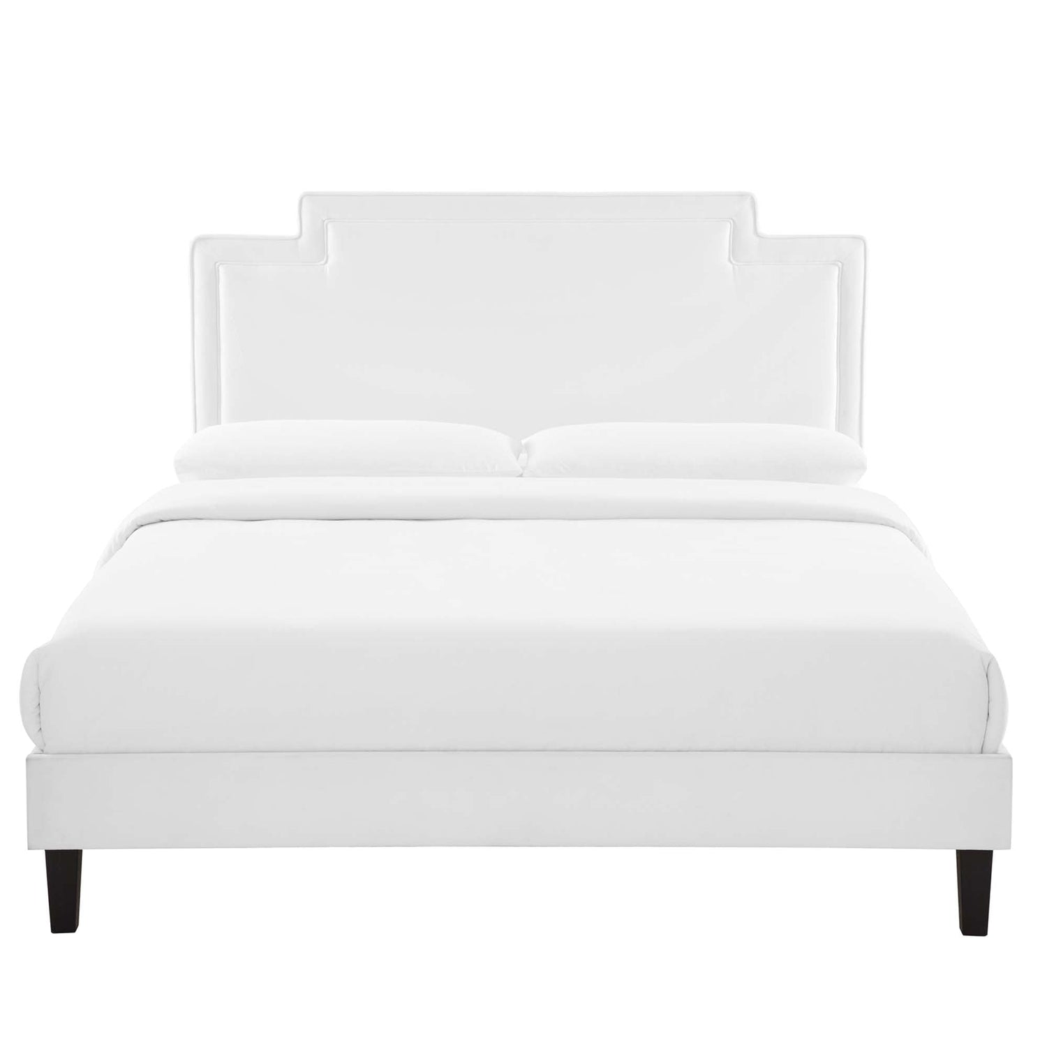 Liva Performance Velvet Bed With Black Wood Legs by Modway