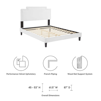 Liva Performance Velvet Bed With Black Wood Legs by Modway