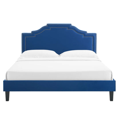 Adelaide Performance Velvet Platform Bed With Black Wood Legs by Modway