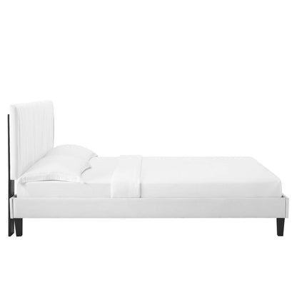 Peyton Performance Velvet Platform Bed With Black Wood Legs by Modway