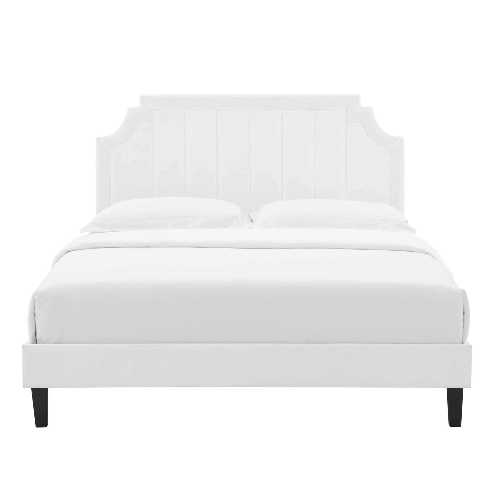 Sienna Performance Velvet Platform Bed With Black Wood Legs by Modway