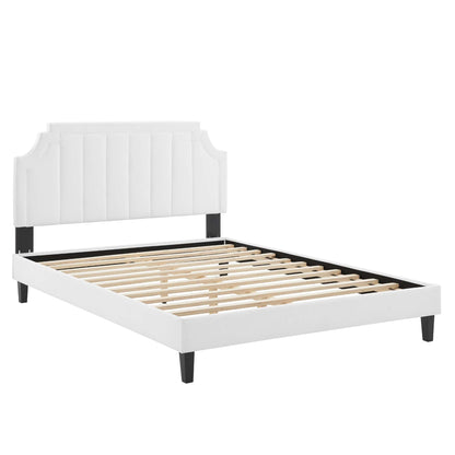 Sienna Performance Velvet Platform Bed With Black Wood Legs by Modway