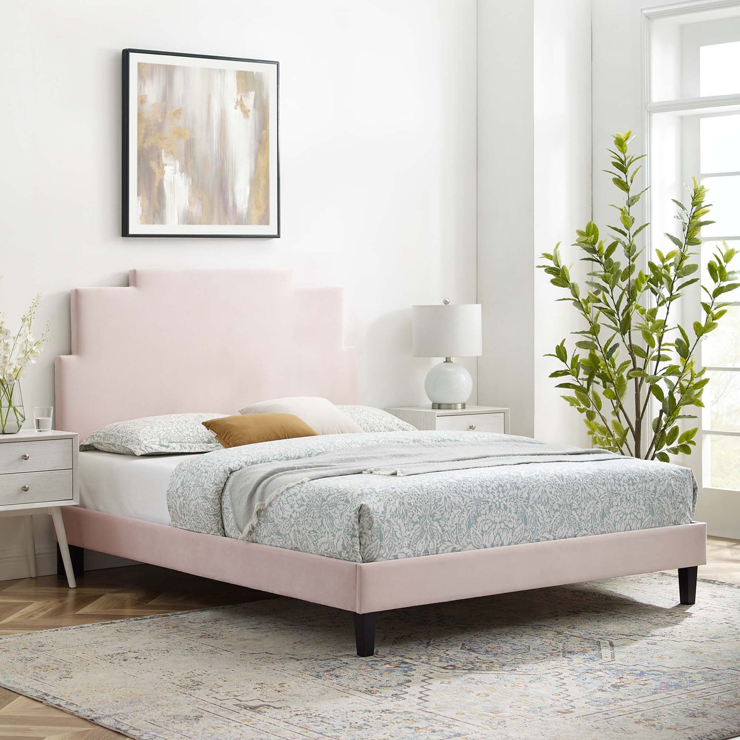 Lindsey Performance Velvet Platform Bed by Modway