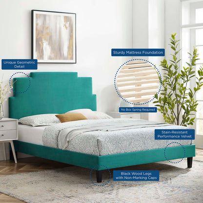 Lindsey Performance Velvet Platform Bed by Modway