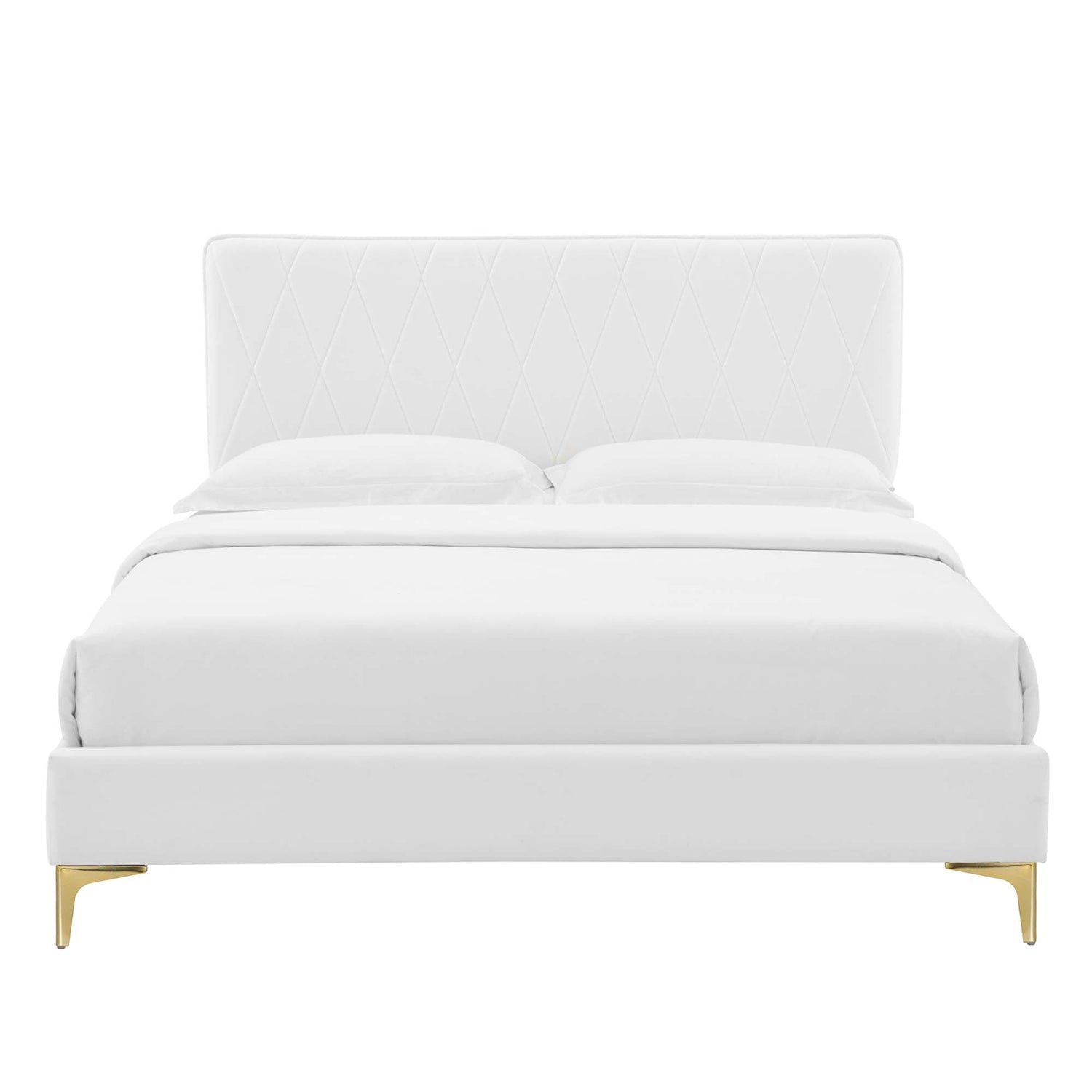 Phillipa Performance Velvet Platform Bed With Gold Metal Legs by Modway