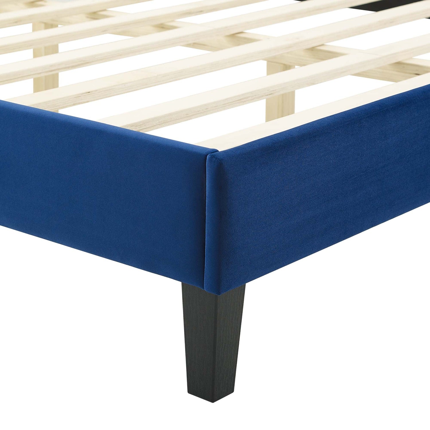 Phillipa Performance Velvet Platform Bed With Black Wood Legs by Modway