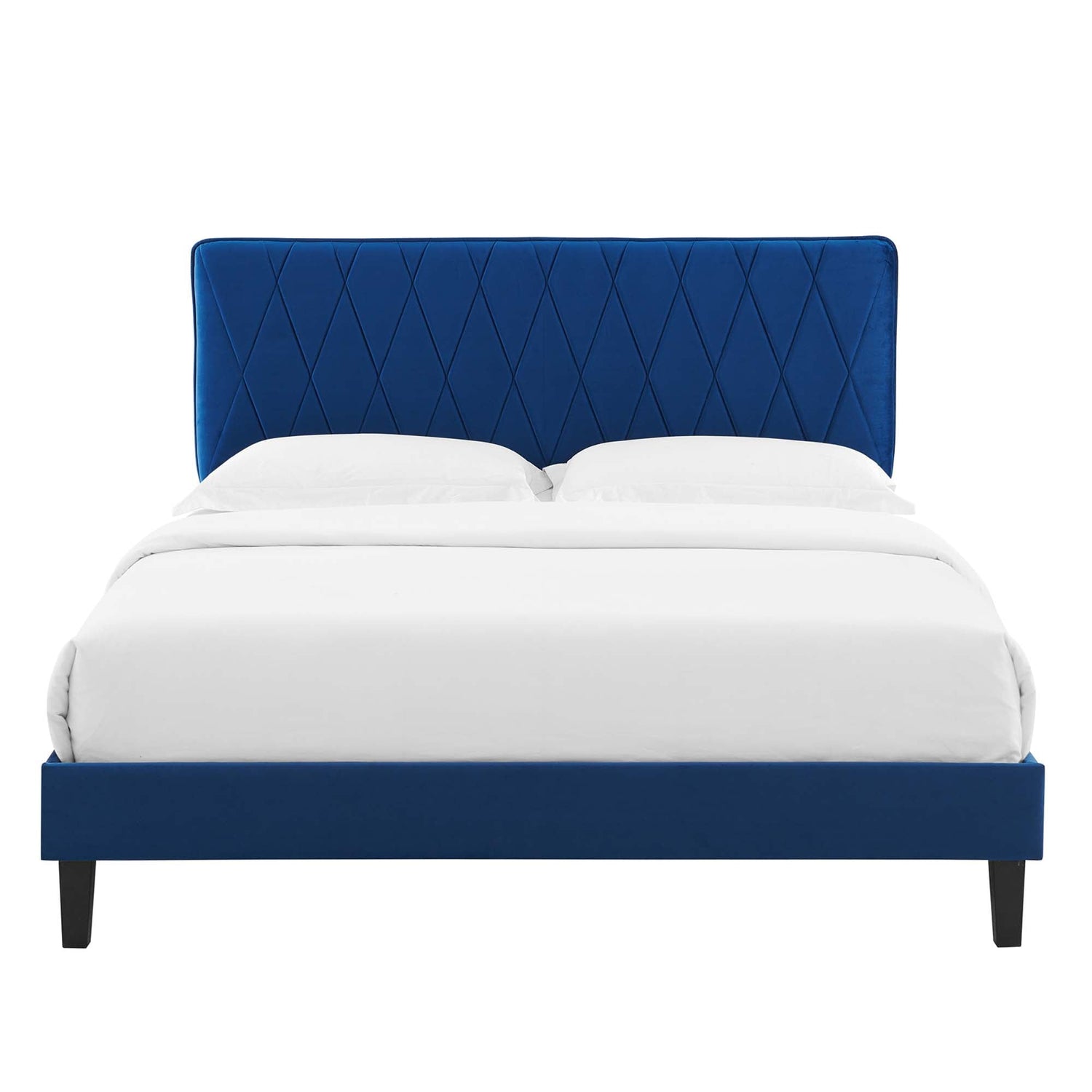 Phillipa Performance Velvet Platform Bed With Black Wood Legs by Modway