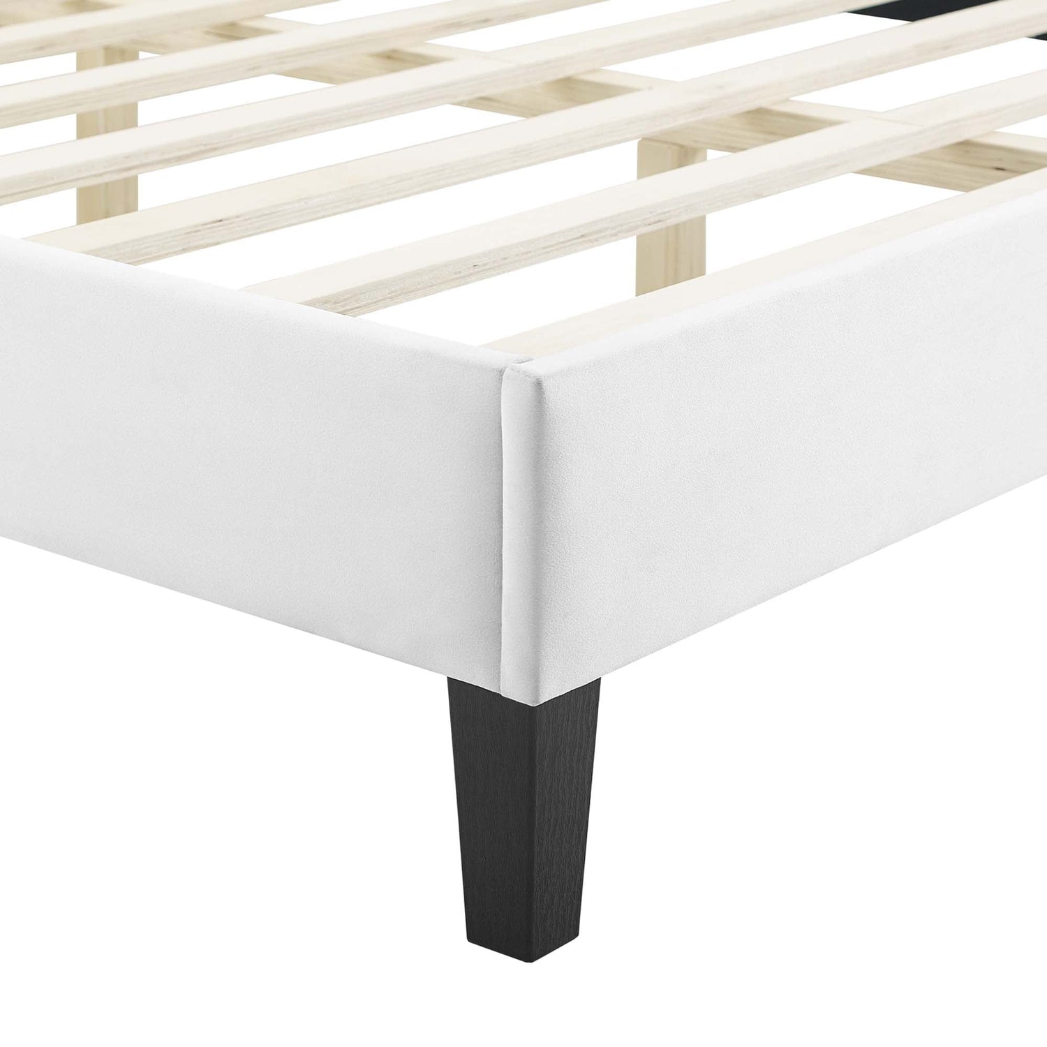 Phillipa Performance Velvet Platform Bed With Black Wood Legs by Modway
