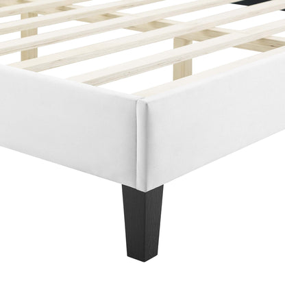 Phillipa Performance Velvet Platform Bed With Black Wood Legs by Modway