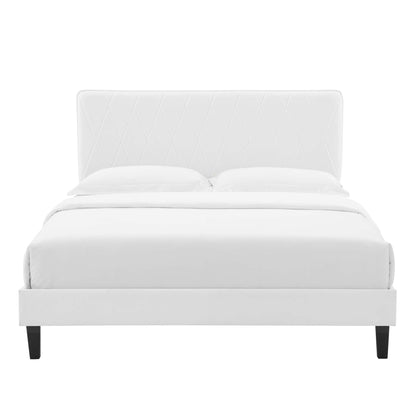 Phillipa Performance Velvet Platform Bed With Black Wood Legs by Modway