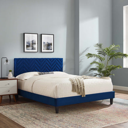 Leah Chevron Tufted Performance Velvet Platform Bed by Modway