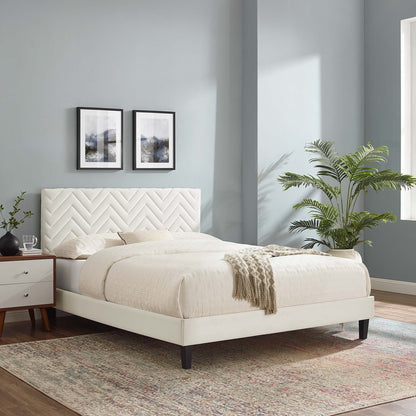 Leah Chevron Tufted Performance Velvet Platform Bed by Modway