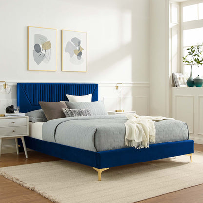 Yasmine Channel Tufted Performance Velvet Platform Bed by Modway