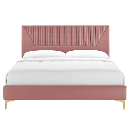 Yasmine Channel Tufted Performance Velvet Platform Bed by Modway