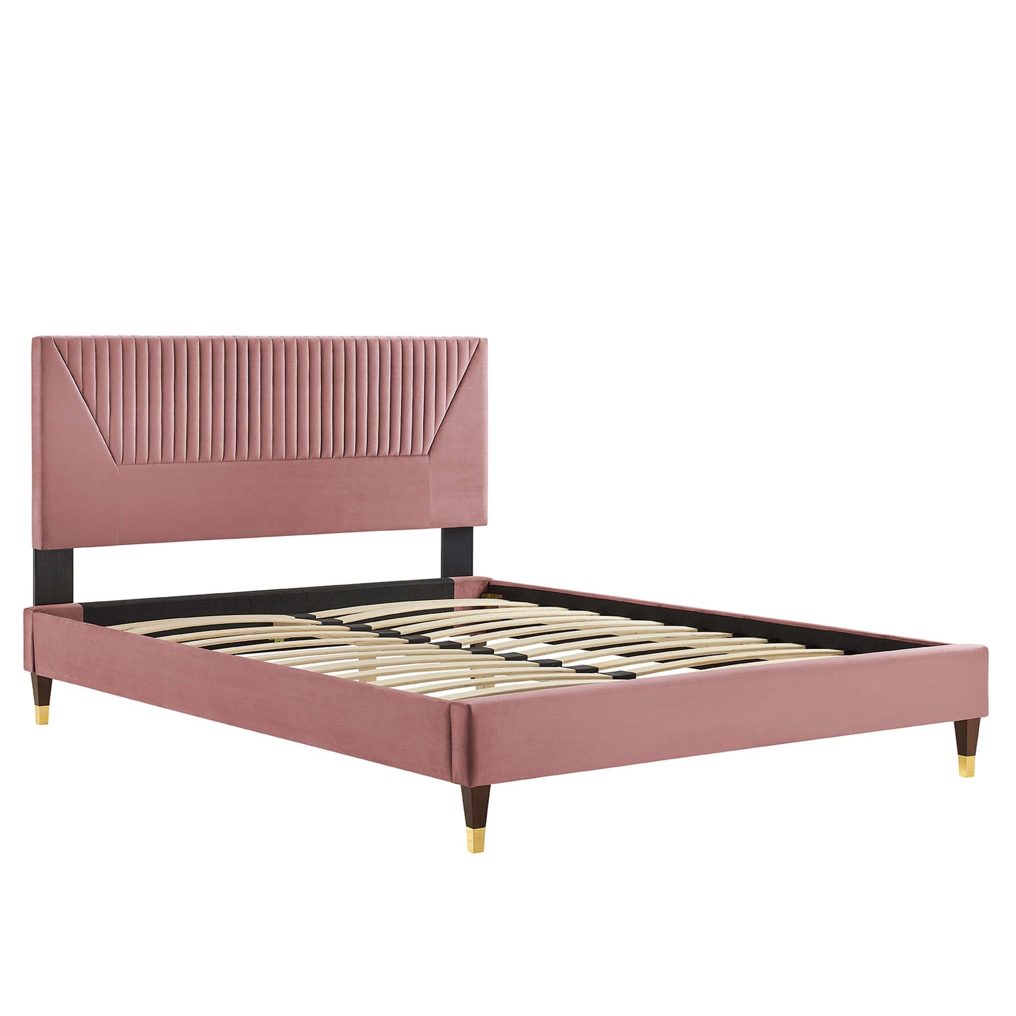 Yasmine Channel Tufted Performance Velvet Platform Bed by Modway