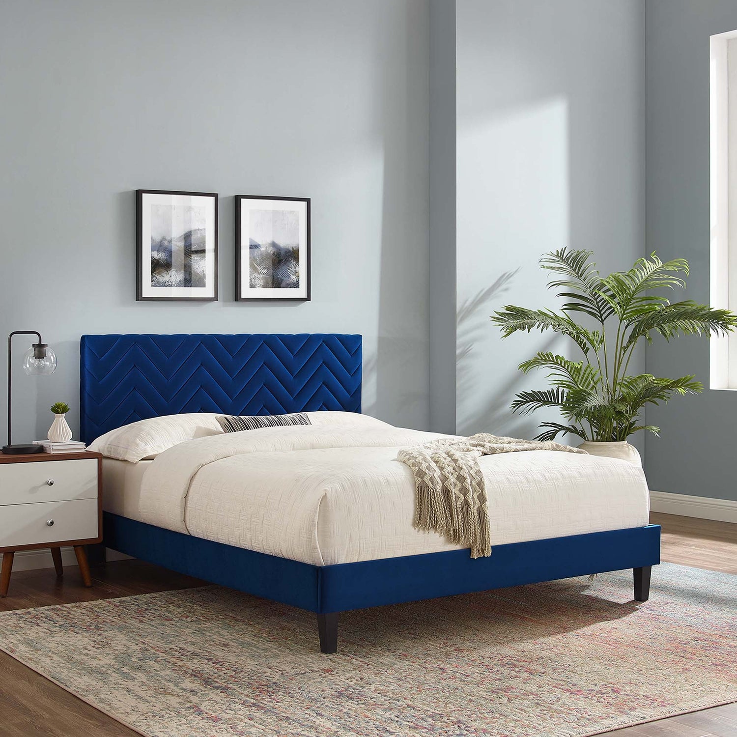 Leah Chevron Tufted Performance Velvet Platform Bed by Modway