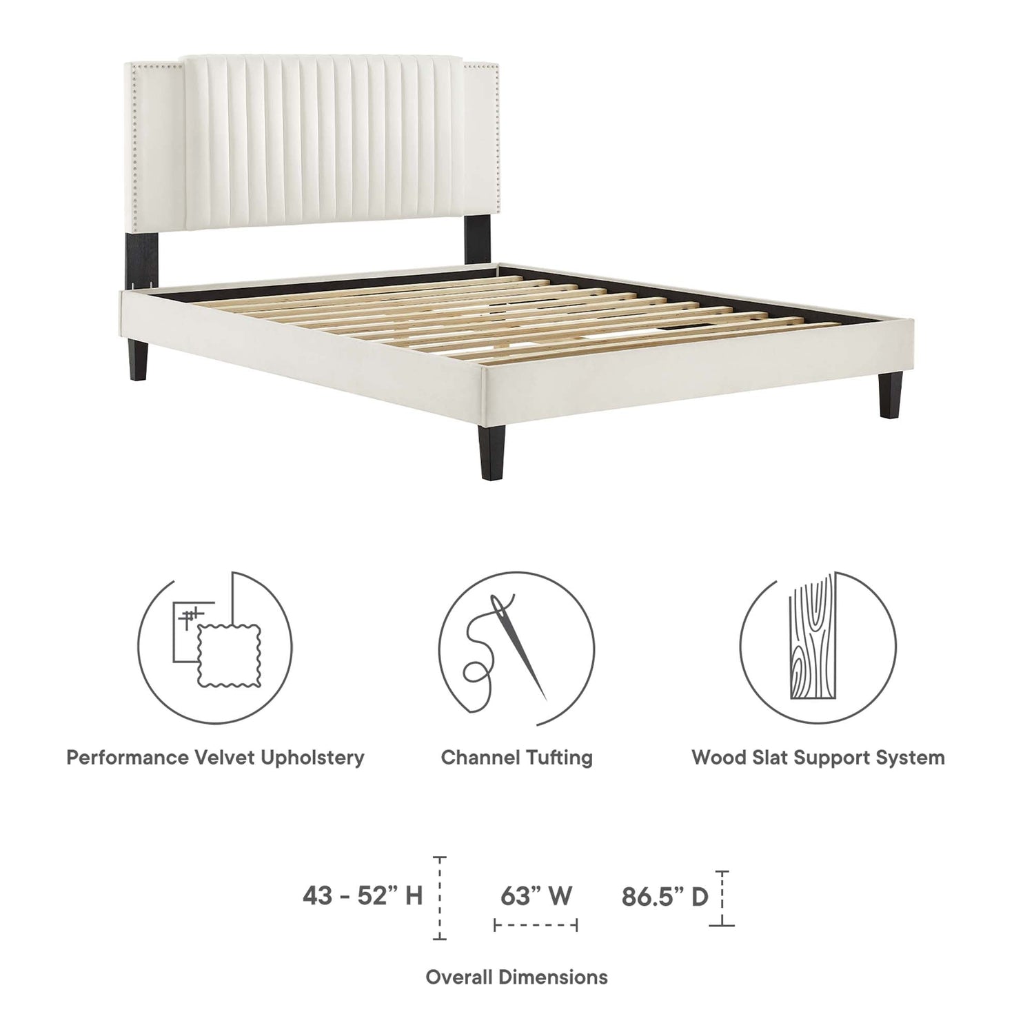 Zahra Channel Tufted Performance Velvet Platform Bed by Modway