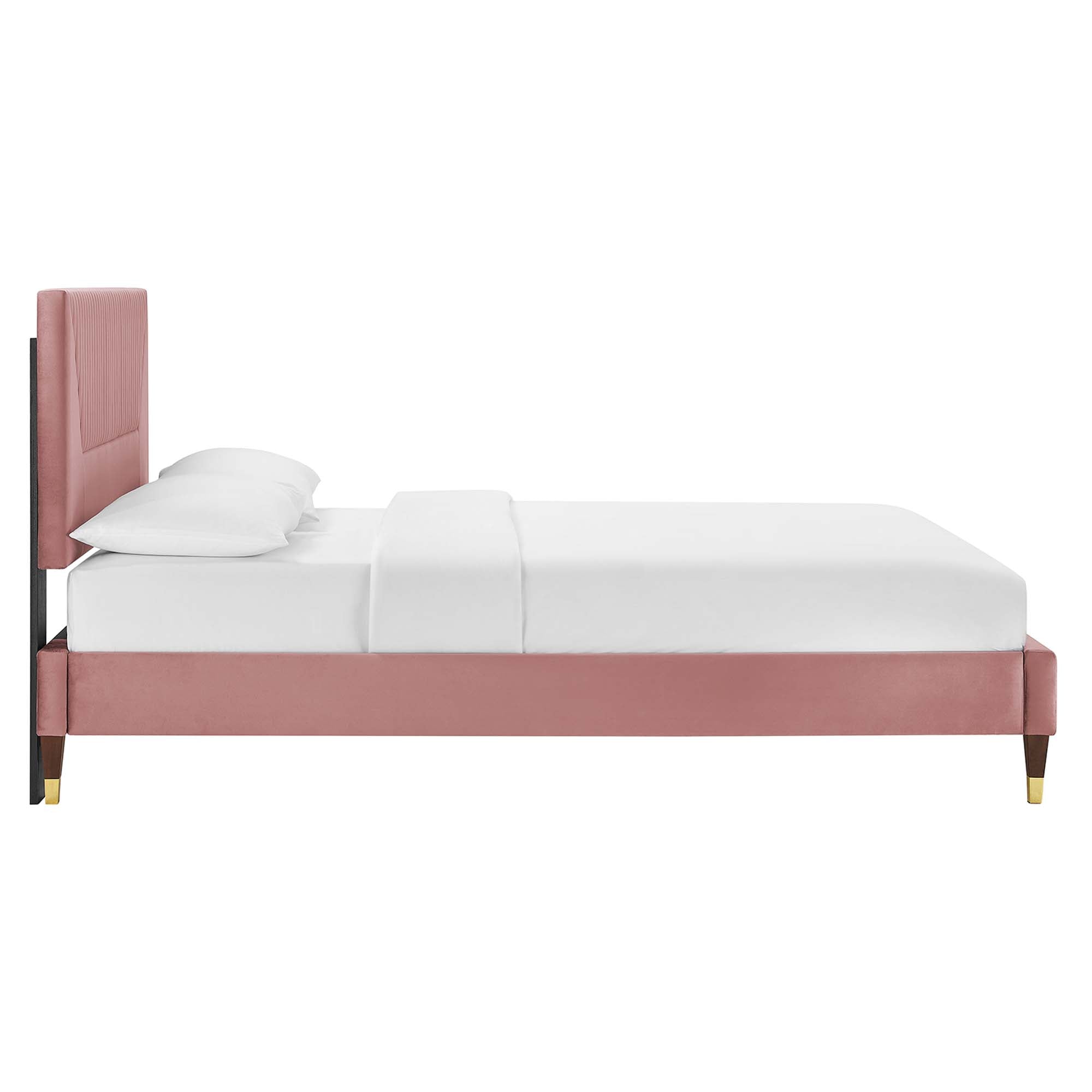 Yasmine Channel Tufted Performance Velvet Platform Bed by Modway