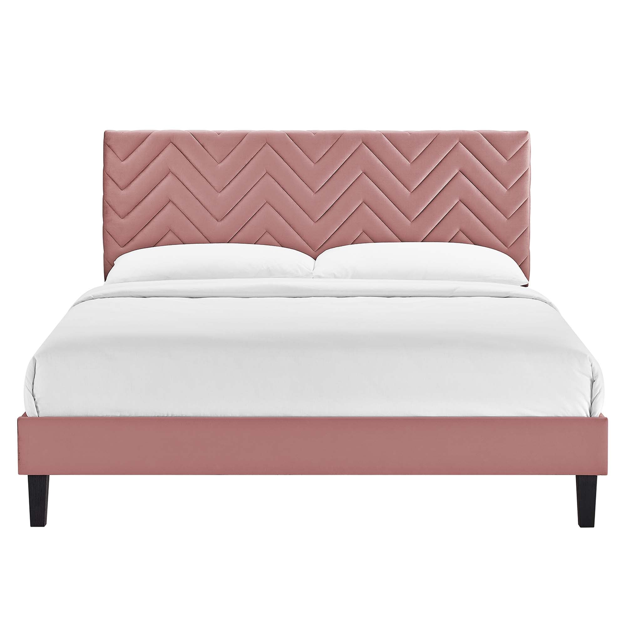 Leah Chevron Tufted Performance Velvet Platform Bed by Modway