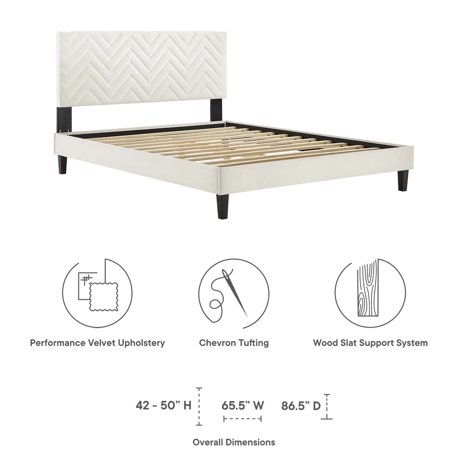 Leah Chevron Tufted Performance Velvet Platform Bed by Modway