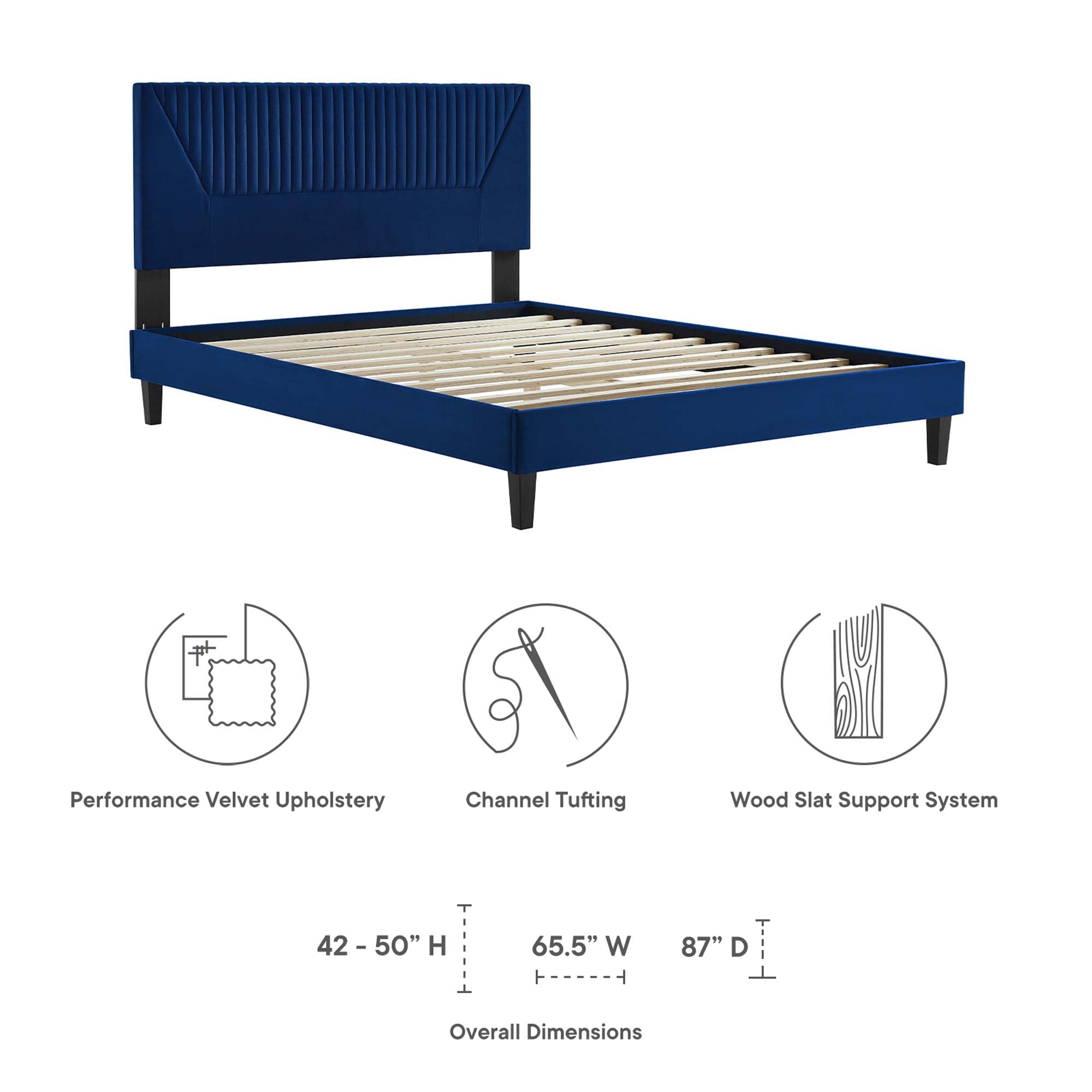 Yasmine Channel Tufted Performance Velvet Platform Bed by Modway