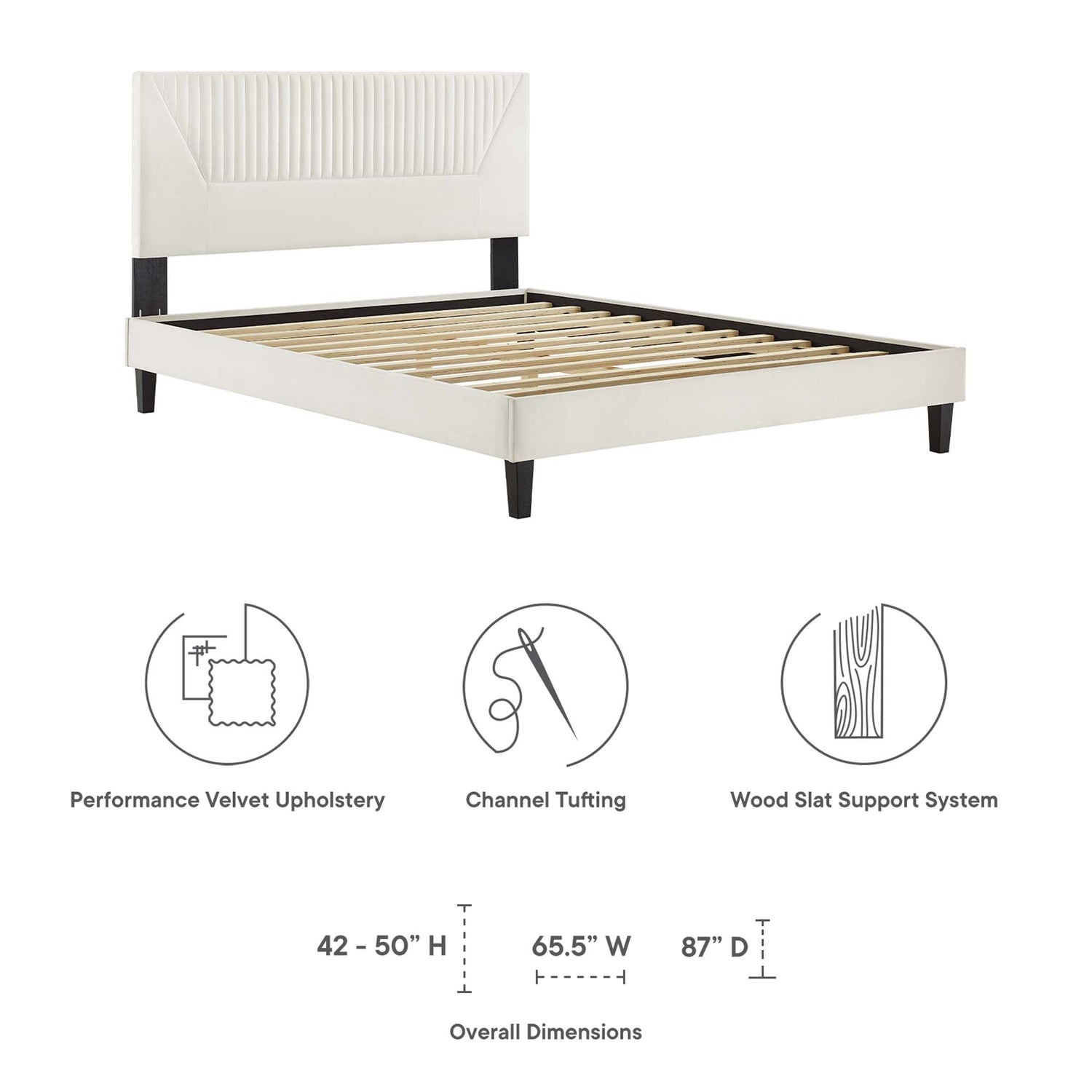 Yasmine Channel Tufted Performance Velvet Platform Bed by Modway