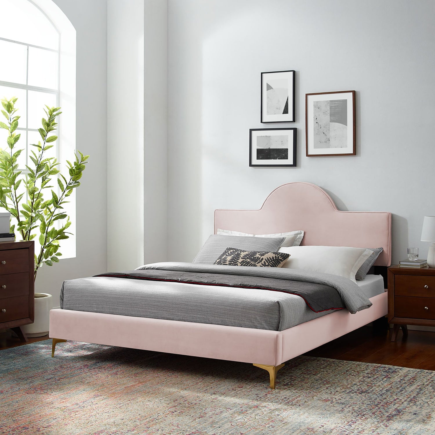 Sunny Performance Velvet Bed by Modway