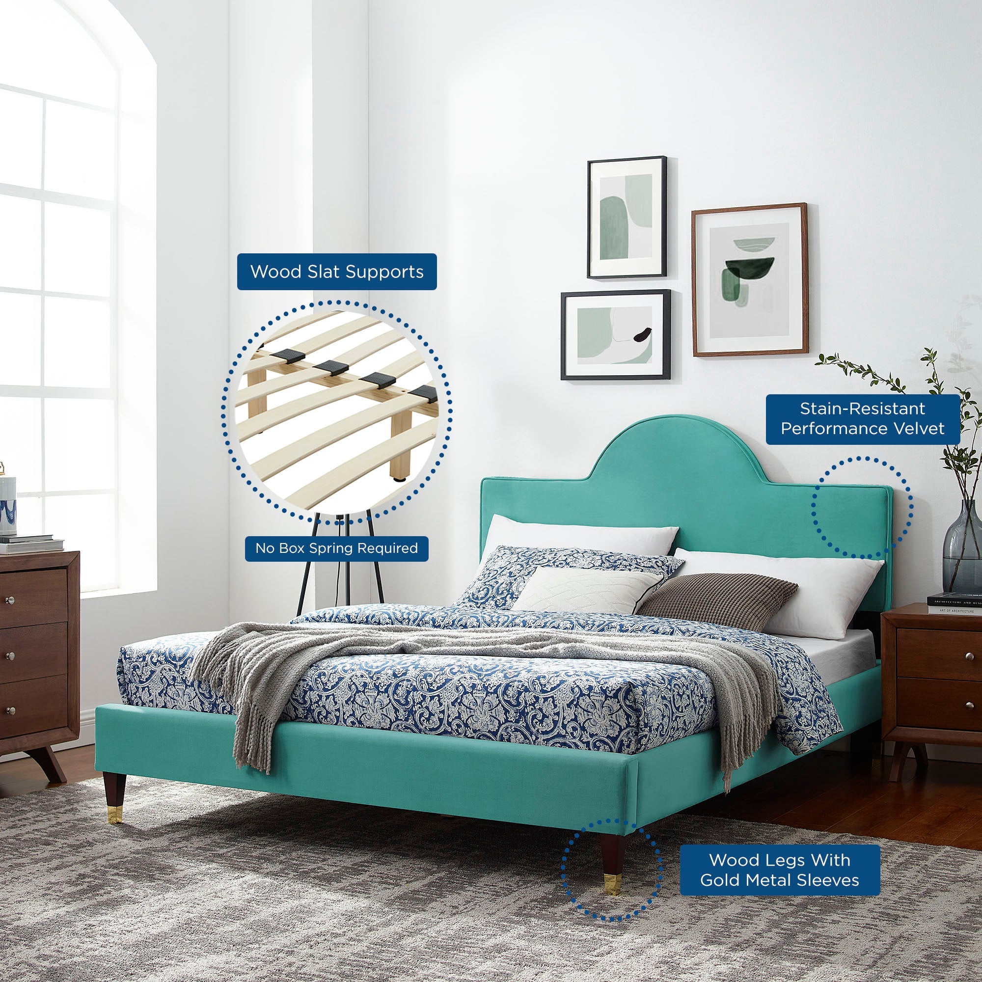 Aurora Performance Velvet Bed by Modway