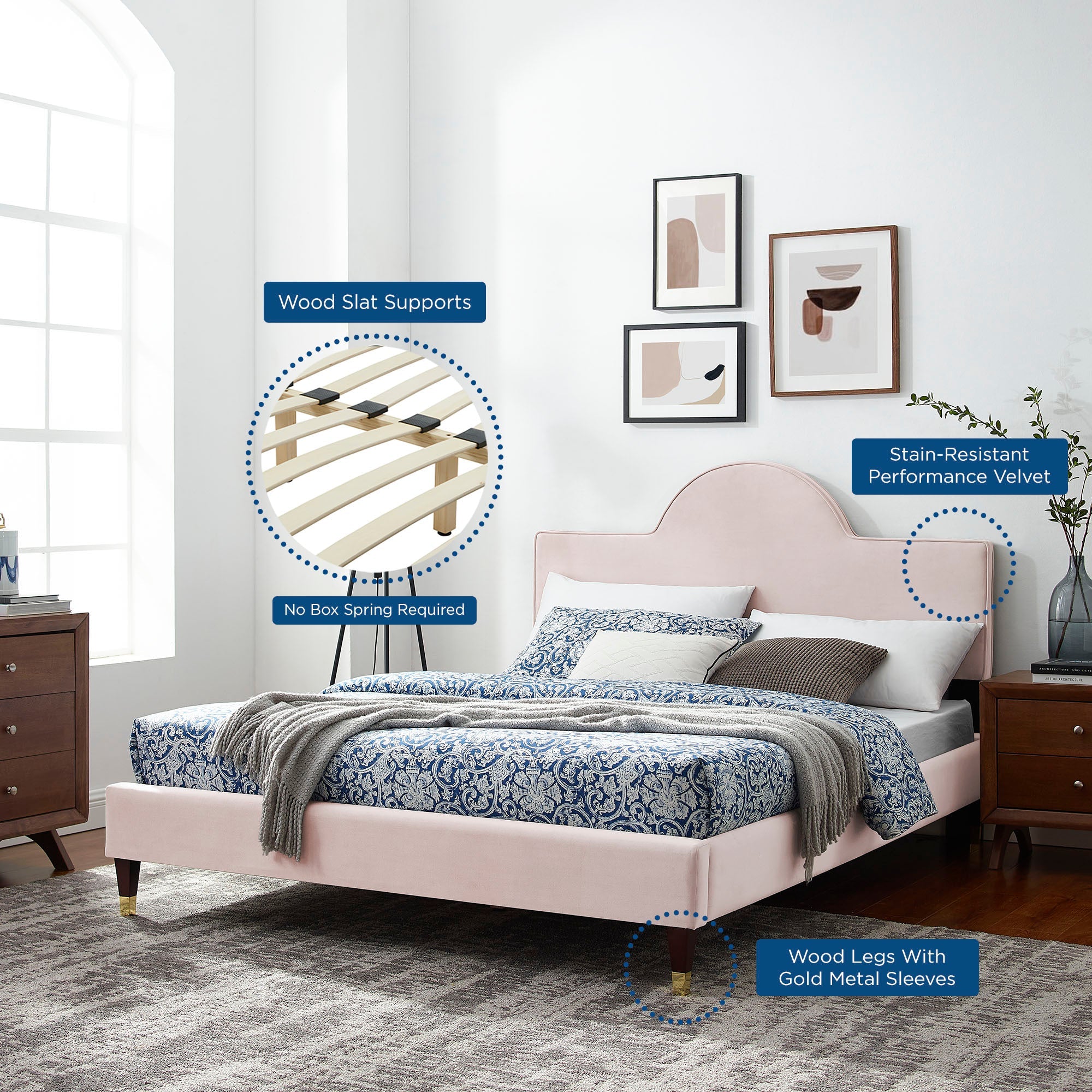 Aurora Performance Velvet Bed by Modway