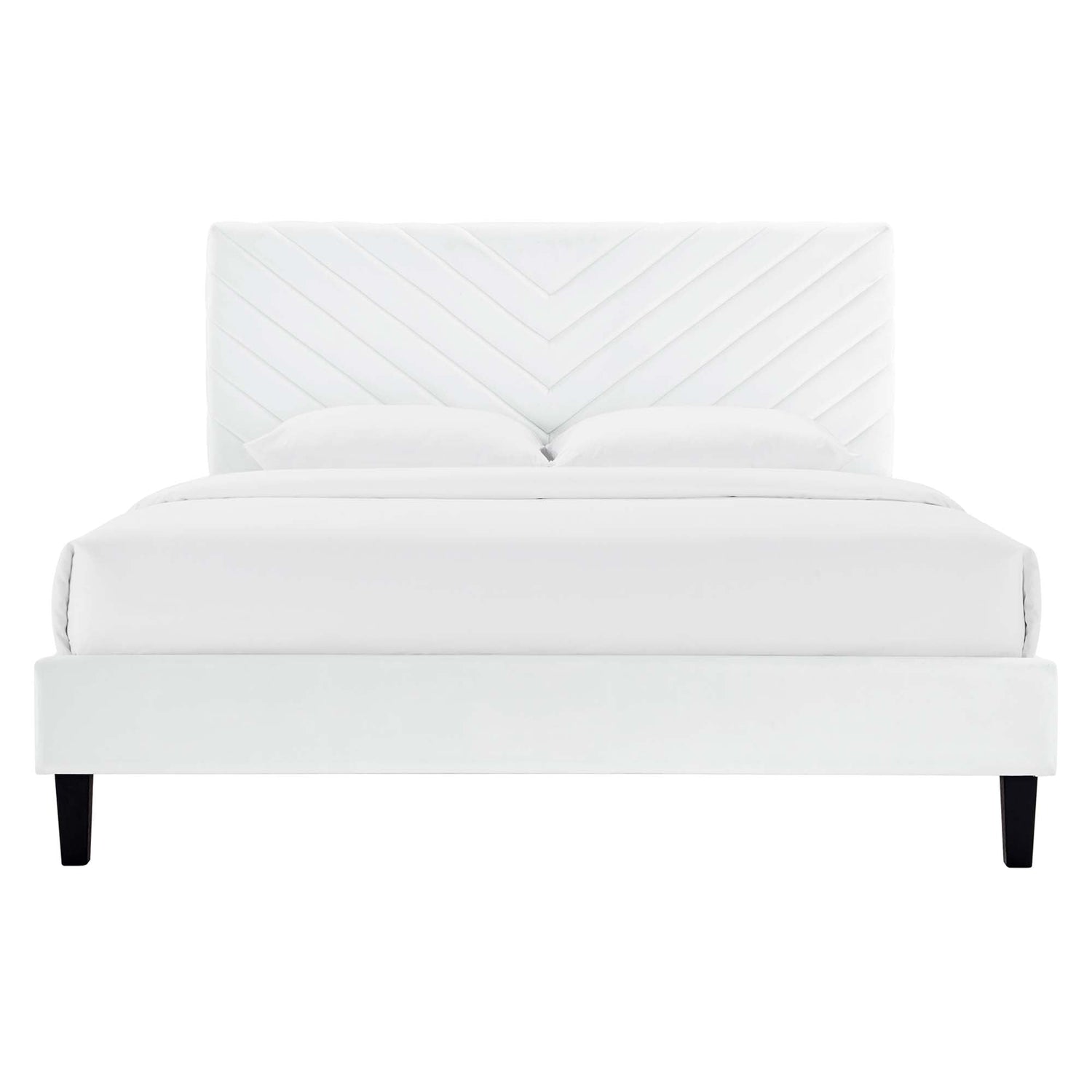 Roxanne Performance Velvet Platform Bed With Black Wood Legs by Modway