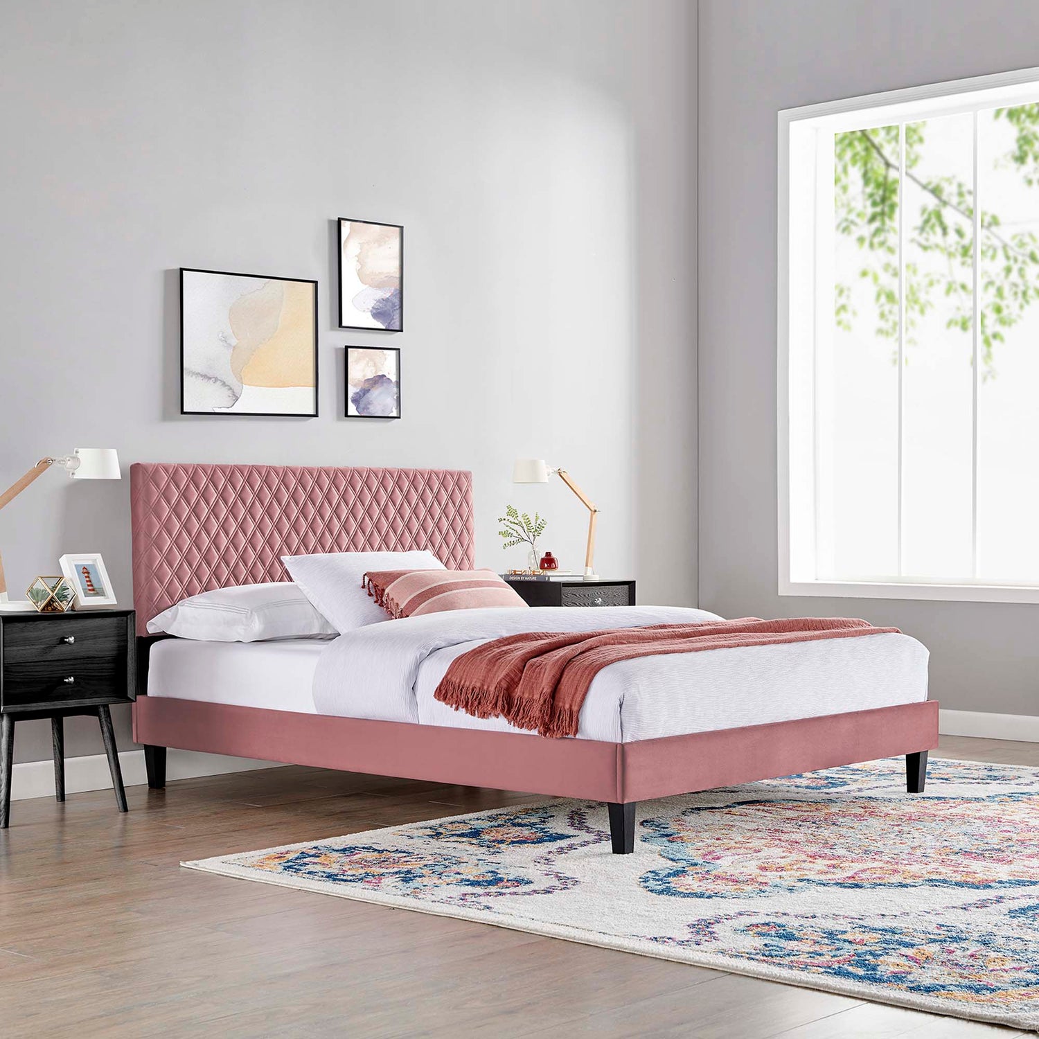 Garcelle Performance Velvet Platform Bed by Modway