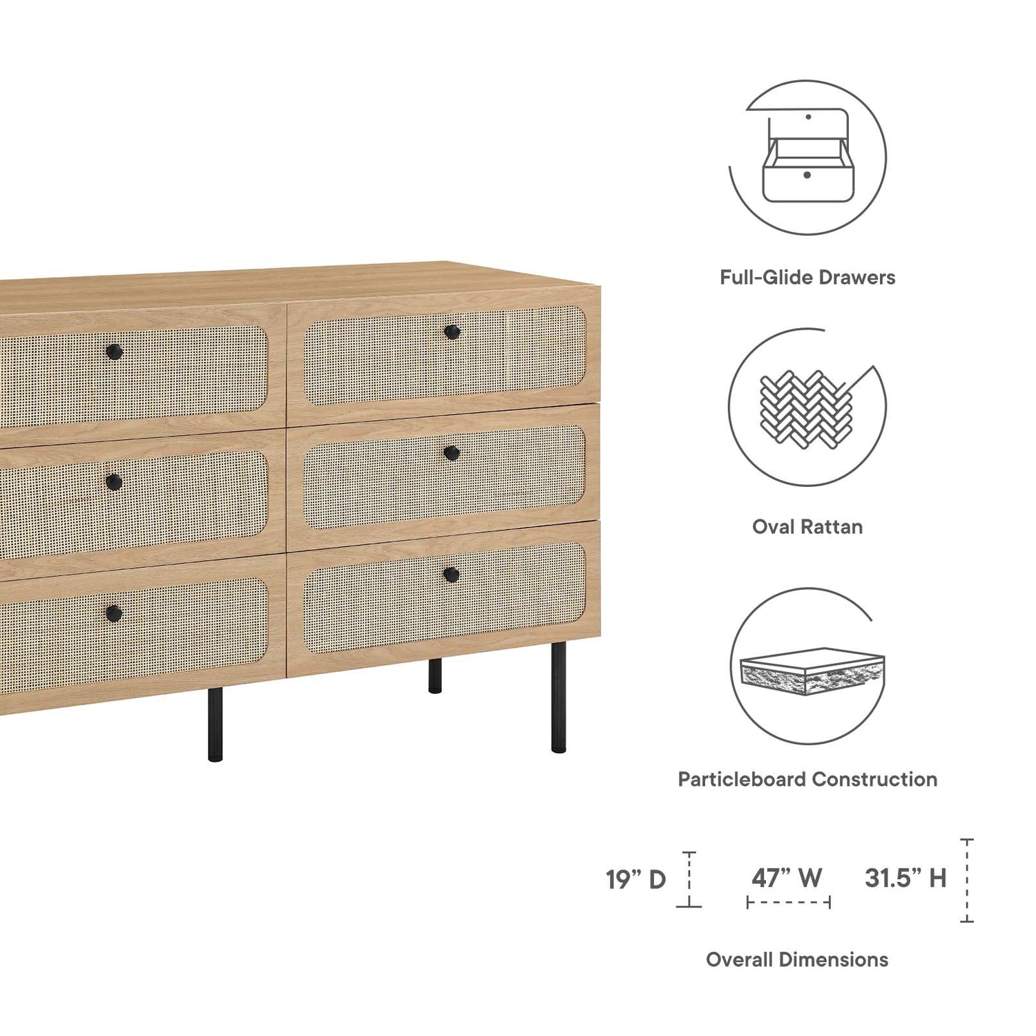 Chaucer 6-Drawer Compact Dresser By HouseBean