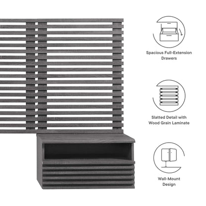 Render Wall Mount Headboard and Modern Nightstands by Modway