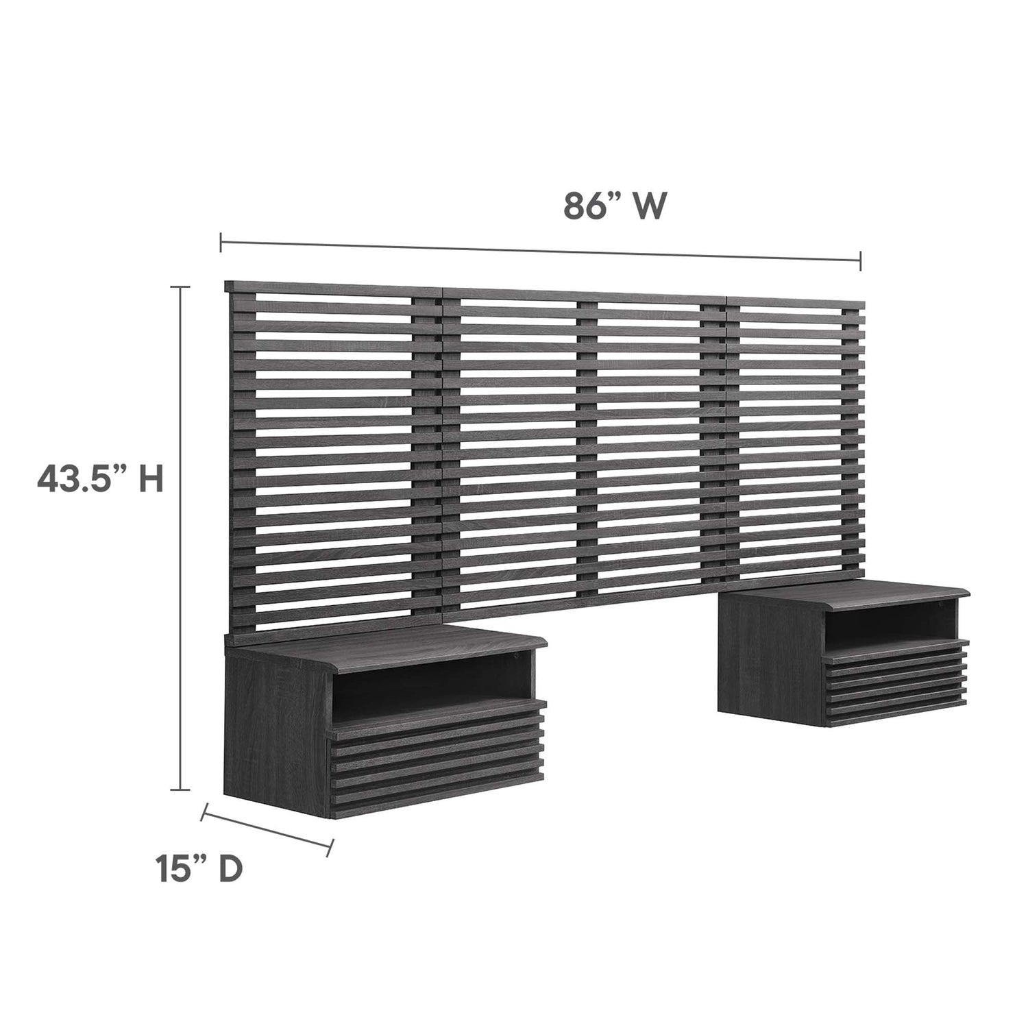 Render Wall Mount Headboard and Modern Nightstands by Modway