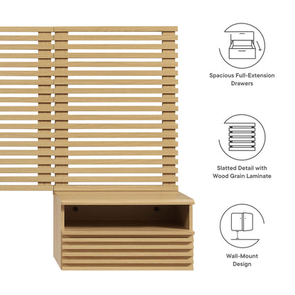 Render Wall Mount Headboard and Modern Nightstands by Modway
