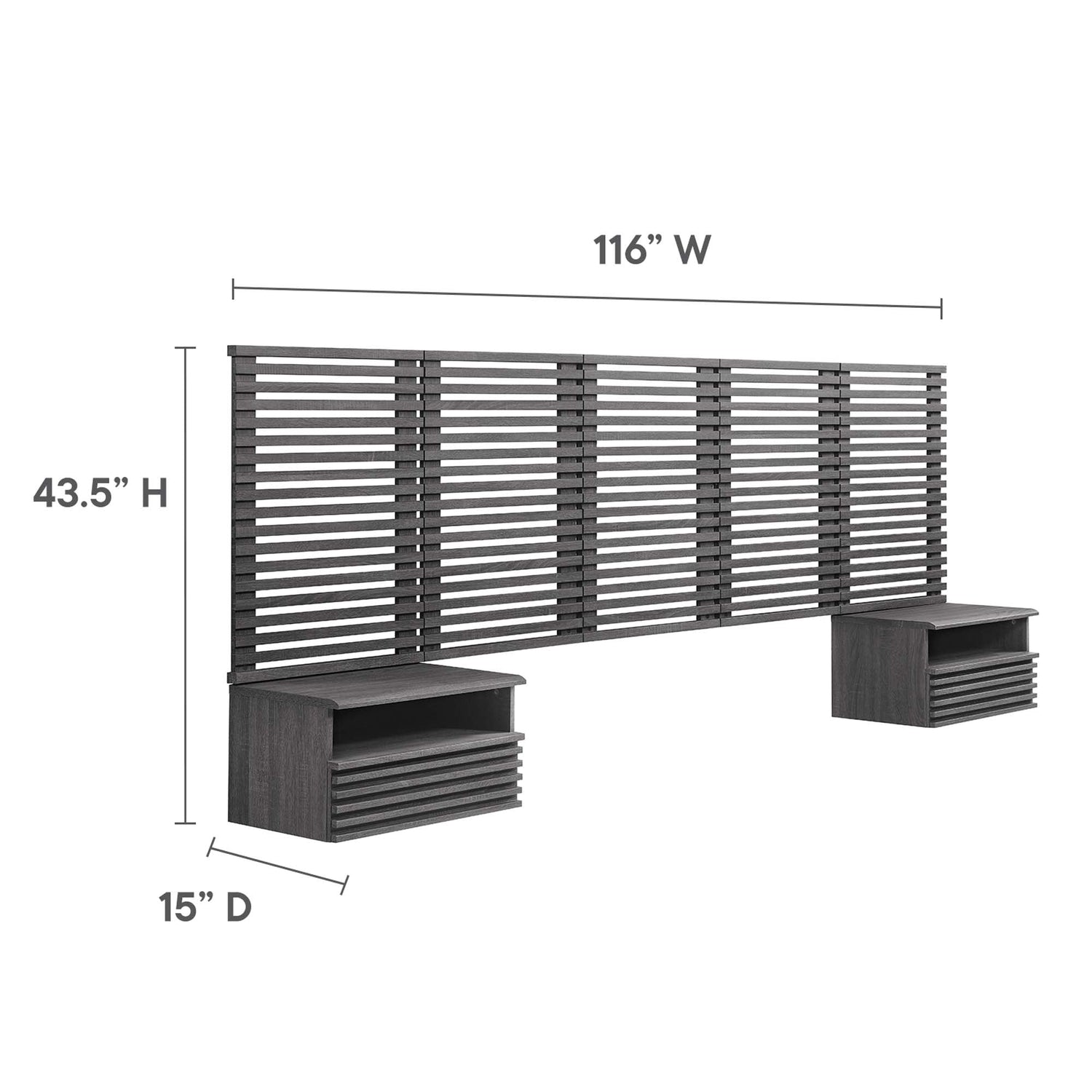 Render Wall Mount Headboard and Modern Nightstands by Modway