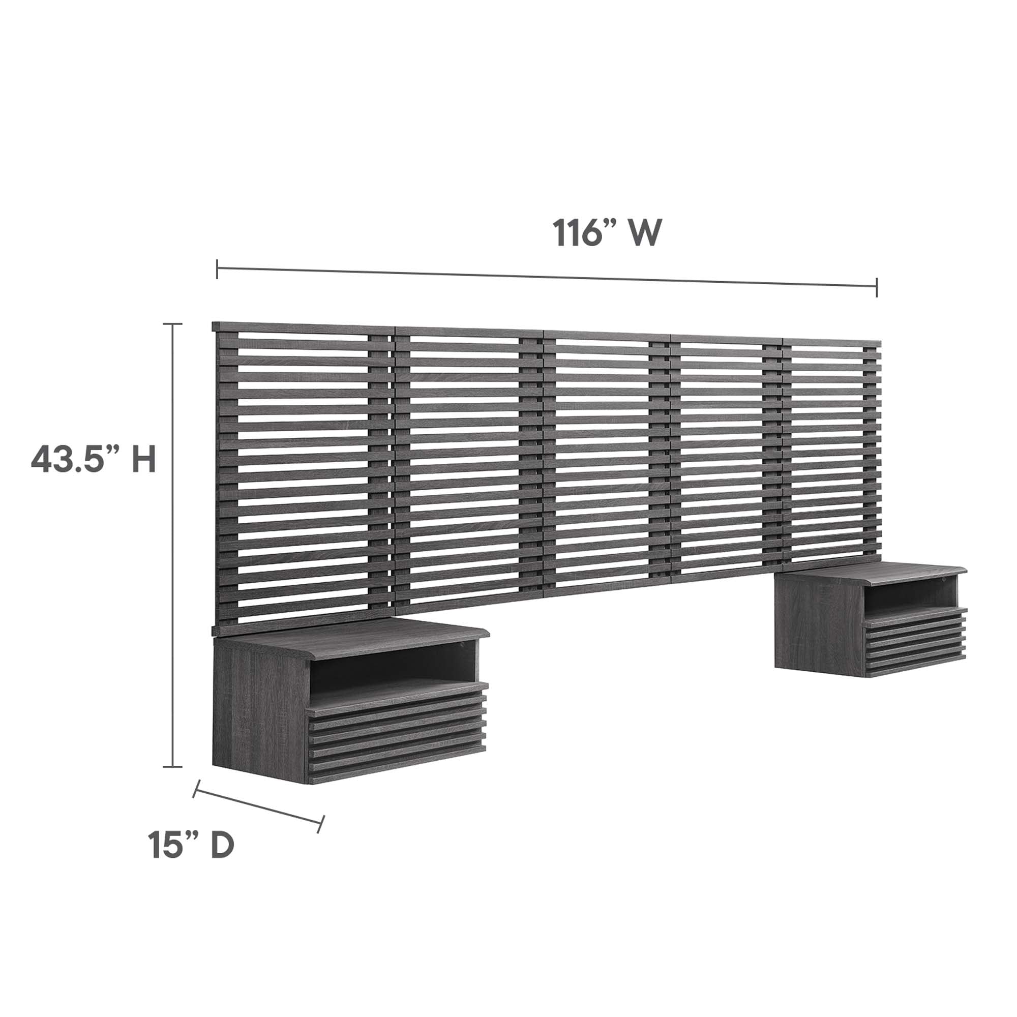 Render Wall Mount Headboard and Modern Nightstands by Modway