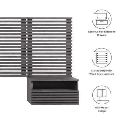 Render Wall Mount Headboard and Modern Nightstands by Modway