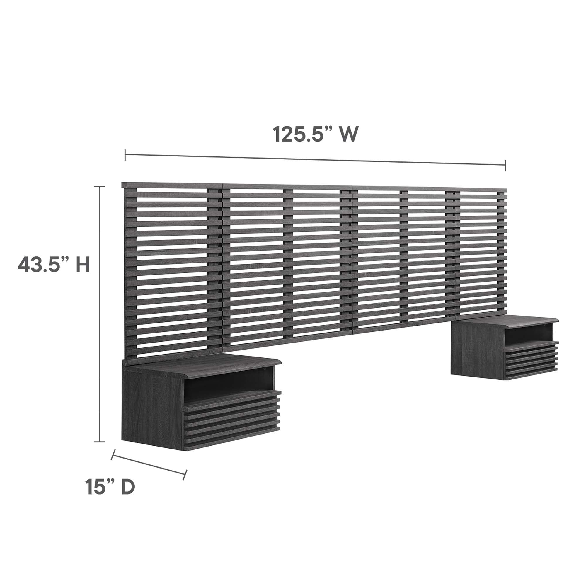 Render Wall Mount Headboard and Modern Nightstands by Modway