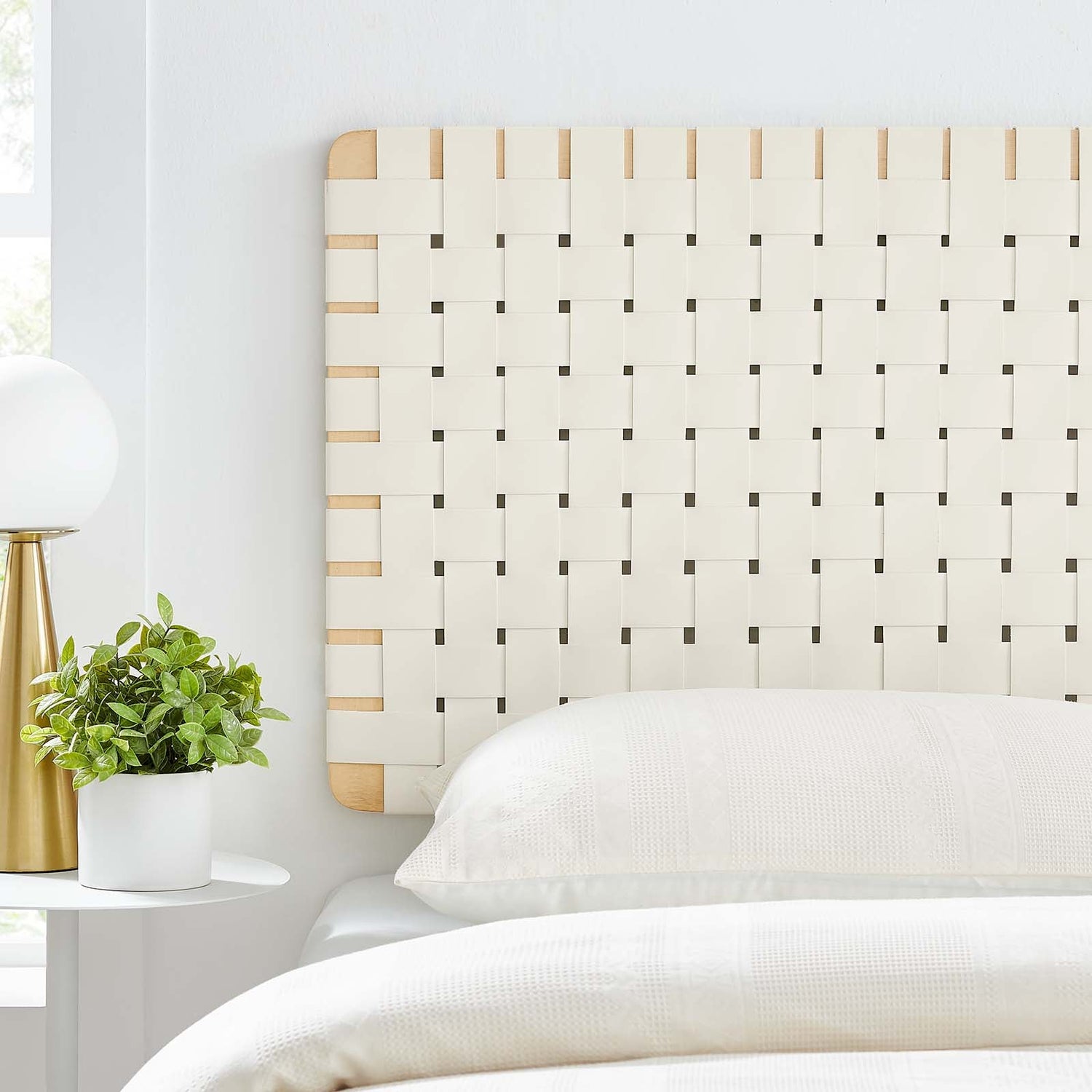 Sparta Woven Wall-Mount Vegan Leather Headboard By HouseBean