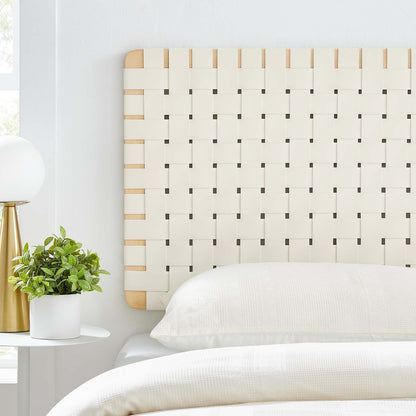 Sparta Woven Wall-Mount Vegan Leather Headboard By HouseBean