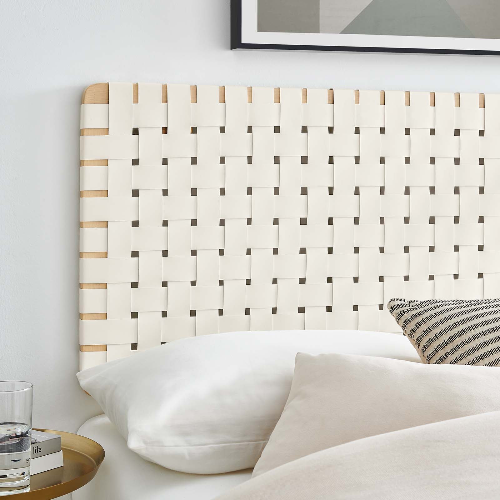 Sparta Woven Wall-Mount Vegan Leather Headboard By HouseBean