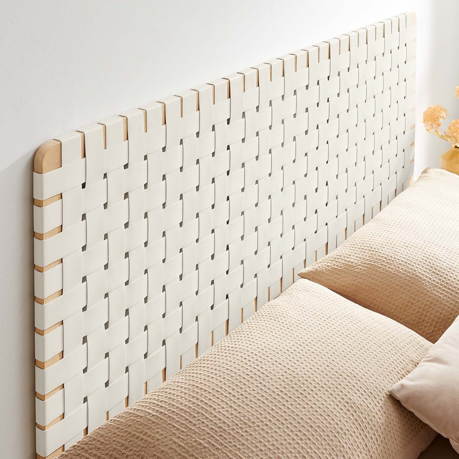 Sparta Woven Wall-Mount Vegan Leather Headboard By HouseBean